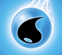 a blue ball with a black flame on it